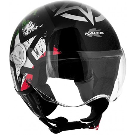 Casco Kappa jet kv20f Rio flag Italy su nero lucido